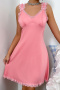 sexy non-stretch high slit backless lace butterfly midi dress sleepwear_Black_Gray_Pink