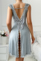 sexy non-stretch high slit backless lace butterfly midi dress sleepwear_Black_Gray