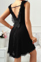 sexy non-stretch high slit backless lace butterfly midi dress sleepwear_Black