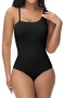 sexy plus size slight stretch 4 colors bodysuit shapewear_Black
