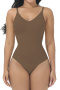 sexy plus size high stretch 5 colors backless sling bodysuit shapewear_Black_Khaki _Brown