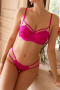 sexy stretch solid color bandage design padded with underwire bras sets_White_Magenta