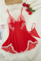 sexy slight stretch mesh see-through sling babydoll with thong new add color_Red