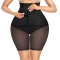 sexy plus size stretch high waist 3-row hook tummy control shorts shapewear_Black