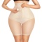 sexy plus size stretch high waist 3-row hook tummy control shorts shapewear_Black_Nude