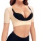 sexy plus size high stretch 3-row hook posture correction shapewear top(no bra)_Black_Nude