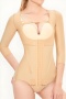sexy plus size high stretch 3-row hook shapewear bodysuit(no bra)_Black_Nude