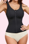 stylish plus size high stretch zip-up tummy control slimmer shapewear vest_Black