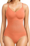 stylish plus size high stretch 8 colors tummy control shapewear bodysuit_Black_White_Magenta_Orange