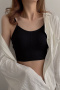 sexy slight stretch solid color padded tank top(suitable for 88-148lbs)_Black