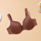 sexy plus size stretch solid color breathable padded bras_Black_Brown