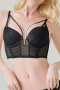 sexy slight stretch stitching see-through mesh with underwire padded bras_Black