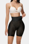 new plus size stretch breathable tummy control butt lift padded shaping shorts_Black