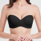 sexy plus size stretch solid color glossy padded bras_Black
