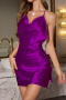 non-stretch solid color sling sleepwear(size run small)_White_Dark Green_Purple
