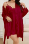 plus size lace trim imitation silk with nightgown sleepwear(size run small)_Black_White_Rose Red