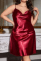 new casual plus-size slight stretch imitation silk 3-color suspender sleepwear_Black_Red