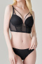 sexy slight stretch stitching mesh with underwire padded bras sets_Black