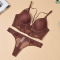 sexy slight stretch stitching mesh with underwire padded bras sets_Black_Magenta_Brown