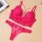 sexy slight stretch stitching mesh with underwire padded bras sets_Black_Magenta