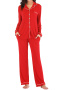 plus size slight stretch 11 colors lapel pants sets loungewear_Black_White_Gray_Dark Gray_Red