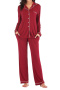 plus size slight stretch 11 colors lapel pants sets loungewear_Black_White_Gray_Dark Gray_Red_Rose Red