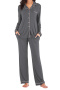 plus size slight stretch 11 colors lapel pants sets loungewear_Black_White_Gray_Dark Gray