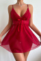 sexy slight stretch 6-colors see-through mesh lace sling babydoll without thong_Black_White_Light Pink_Red_Rose Red
