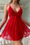 sexy slight stretch 6-colors see-through mesh lace sling babydoll without thong_Black_White_Light Pink_Red