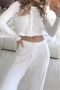 casual slight stretch simple pants sets loungewear_White