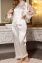 sexy non-stretch stitching lace pants sets sleepwear(size run small)_Black_White