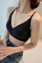 sexy slight stretch 3 colors solid color traceless padded bras(size run small)_Black