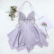 sexy non-stretch butterfly backless with padded mini dress sleepwear_Black_Light Pink