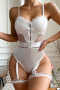 sexy slight stretch stitching lace garter with leg rings teddy collections_Black_White