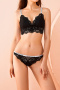 sexy slight stretch 3 colors lace letter printing padded bras sets_Black