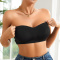 sexy high stretch 4-colors solid color tube top gather removable padding bra_Black