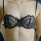 sexy plus size slight stretch lace with padded soft underwire push-up bra set_Black