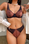 sexy slight stretch with underwire see-through mesh lace splicing bra set_Black_Green_Brown