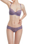 sexy plus size slight stretch see-through lace with underwire thin bra set_Red_Light Purple
