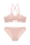 sexy slight stretch solid color cross thin strap with thin padded bra set_Black_White_Pink