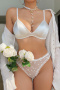 sexy slight stretch with padded satin bra with see-through mesh briefs set_Black_White
