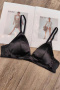sexy slight stretch solid color with thin padded satin bra_Black