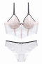 sexy slight stretch lace 3 colors flower pattern with underwire padded bras sets_Black_White