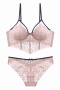 sexy slight stretch lace 3 colors flower pattern with underwire padded bras sets_Black_White_Pink