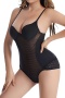 plus size slight stretch solid color with underwire padded shapewear_Black