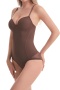 plus size stretch 3 colors abdomen with underwire padded shaping bodysuit_Black_Brown
