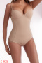 sexy plus size slight stretch solid color with underwire padded shapewear_Black_Nude