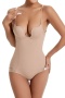 plus size slight stretch stitching lace with underwire padded backless shapewear_Black_Nude