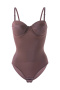 plus size slight stretch removable straps with underwire padded shapewear_Black_Brown