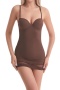 sexy plus size slight stretch 4 colors with underwire padded body shaping dress_Black_Pink_Brown